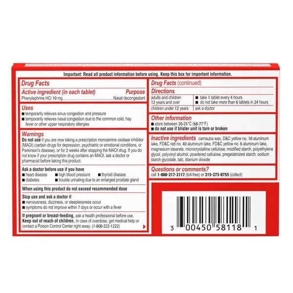 Sudafed 18-Count PE Sinus Congestion