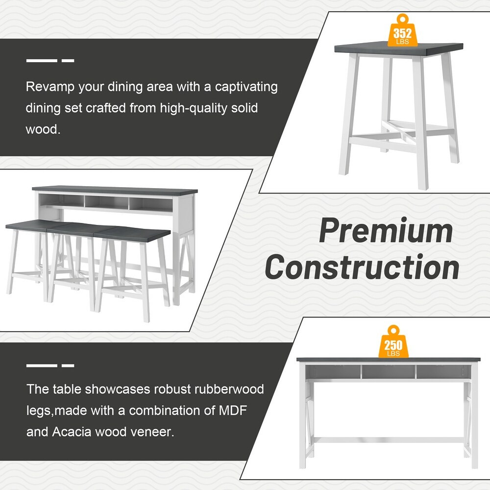 Farmhouse 4 Piece Dining Table Set 60\