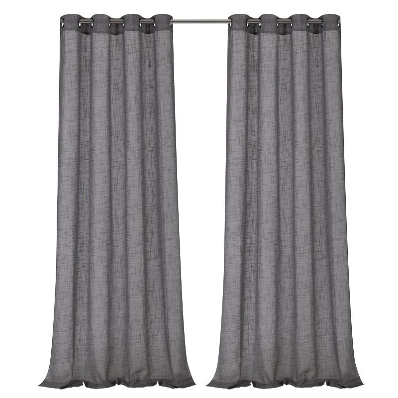 Kate Aurora 2 Pack Semi Sheer Grommet Top Window Curtains