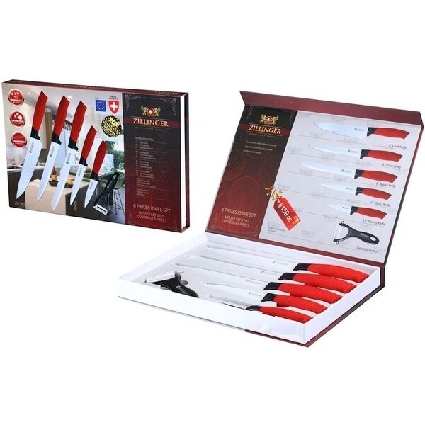 Zillinger Red Handle Knife Set 6 pcs