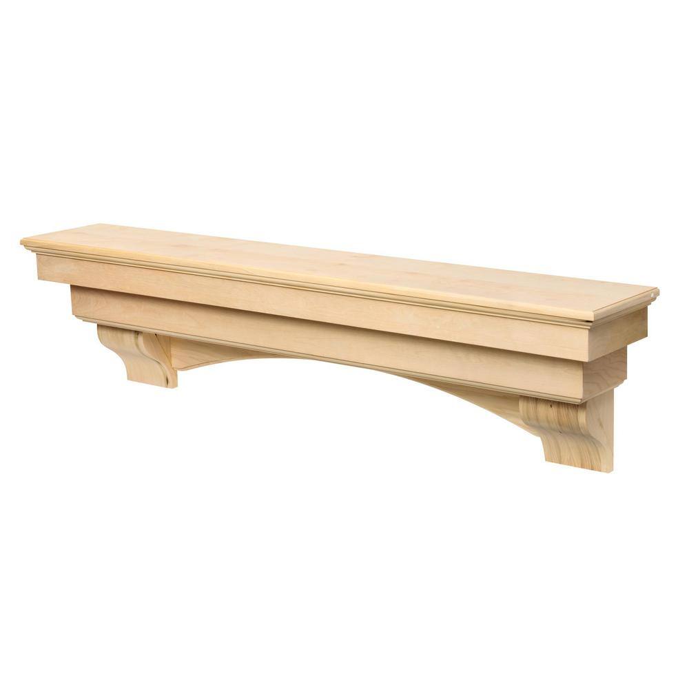 Pearl Mantels 6 ft. Unfinished Paint and Stain Grade Cap-Shelf Mantel RPS72495D