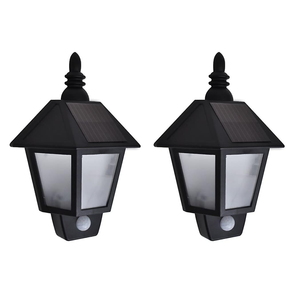 Vidaxl Solar Wall Lamps 2 Pcs With Motion Sensor Black