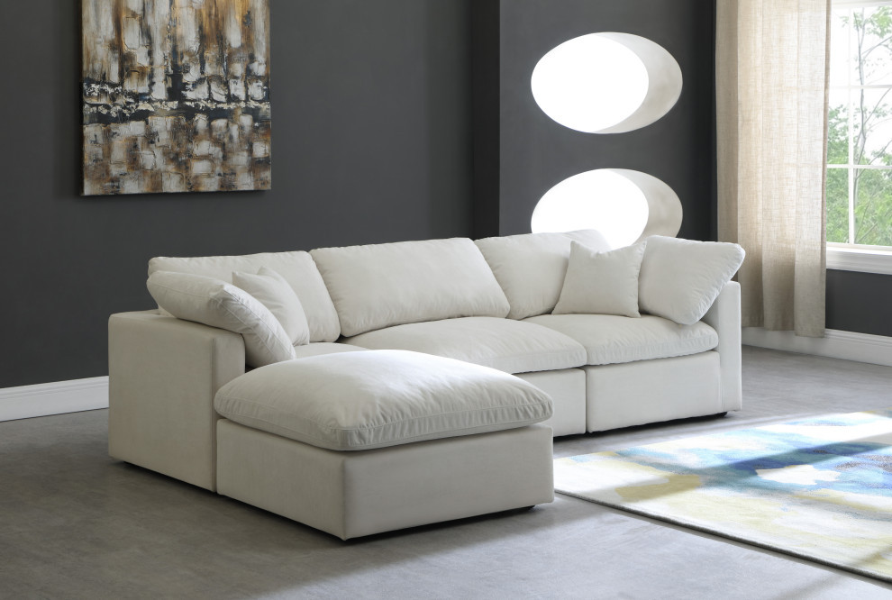 Plush Velvet / Down Standard Comfort L Shaped Modular Sectional   Transitional   Sectional Sofas   by Meridian Furniture  Houzz