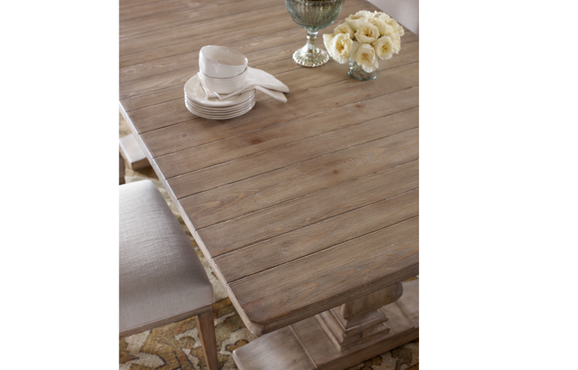 Amalfi Extendable Trestle Dining Table in Sun-Bleached Cypress