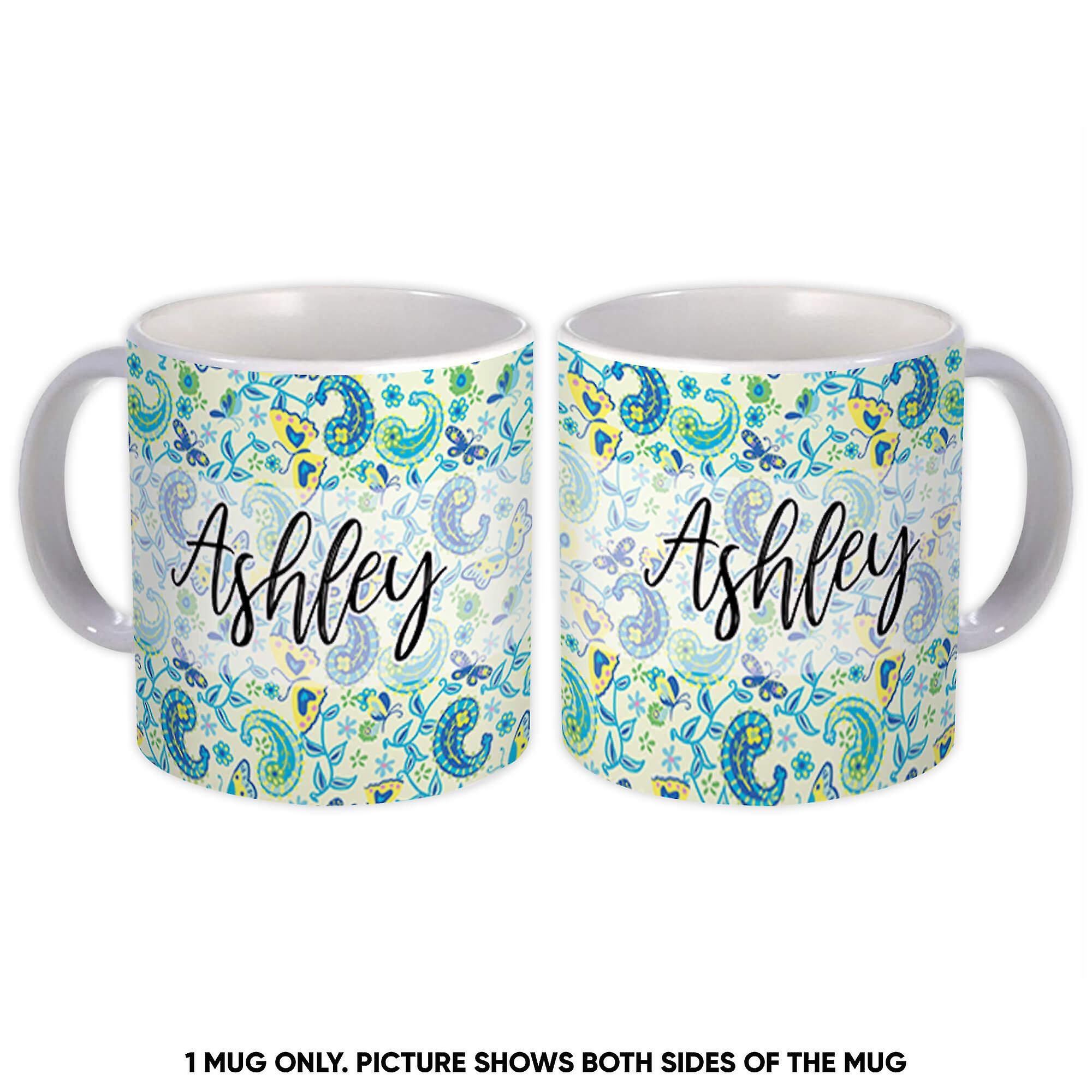 Gift Mug: Tiny Butterflies Paisley Pattern Seamless