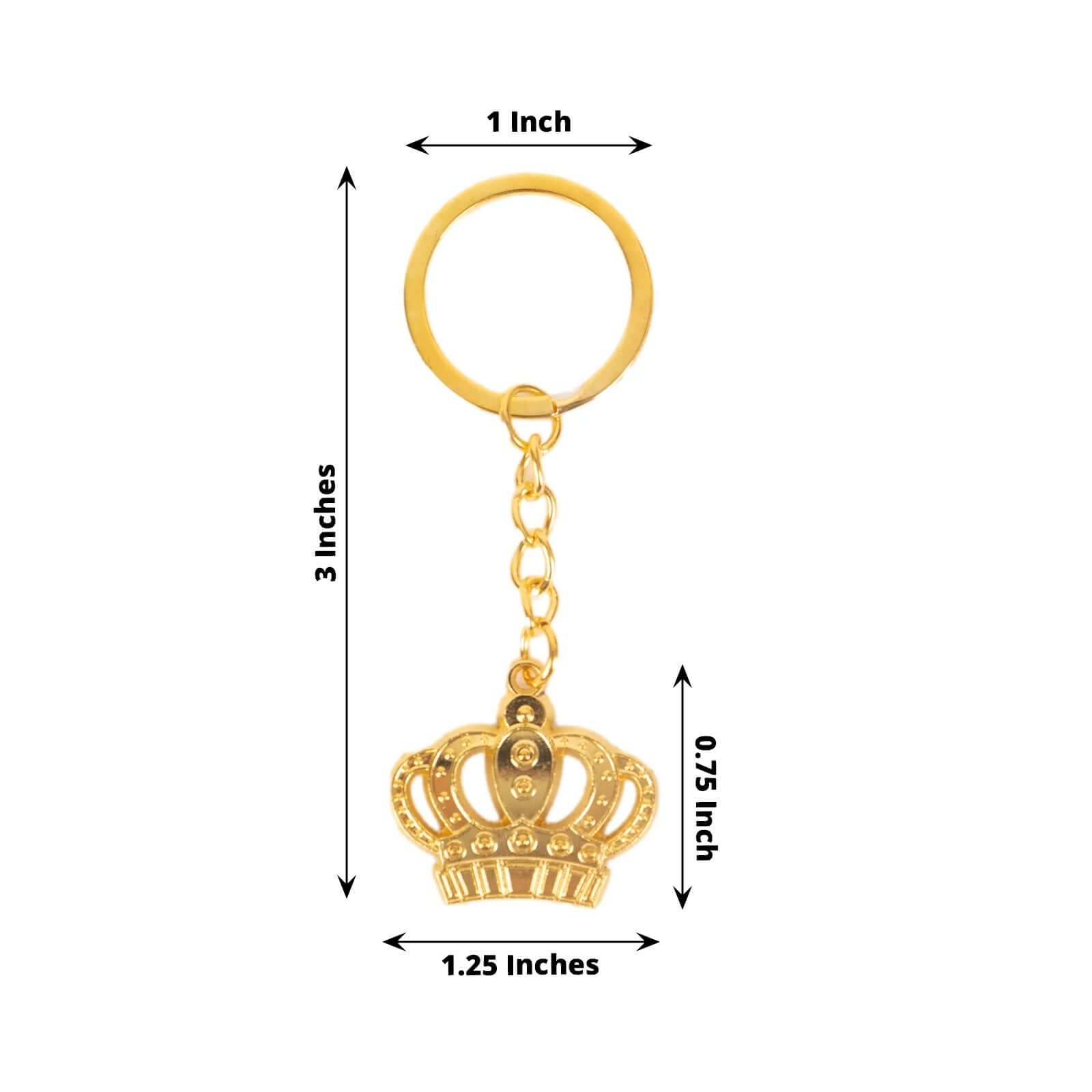 5 Pack Gold Metal Princess Crown Keychain Party Favor, Pre-Packed Wedding Bridal Shower Party Favor With Gift Box, Ribbon & Thank You Tag - 3