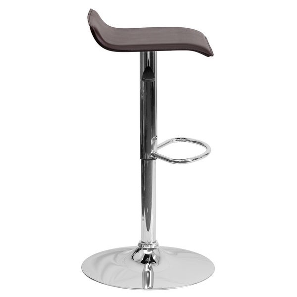 Contemporary Solid Wave Seat Vinyl Adjustable Bar Stool - 15