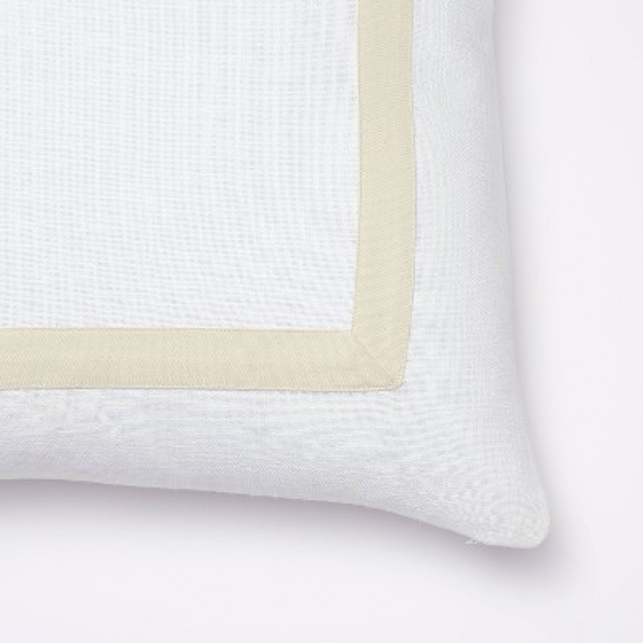 Euro Cotton Slub Border Applique Decorative Throw Pillow White/Camel - Threshold™ designed with Studio McGee