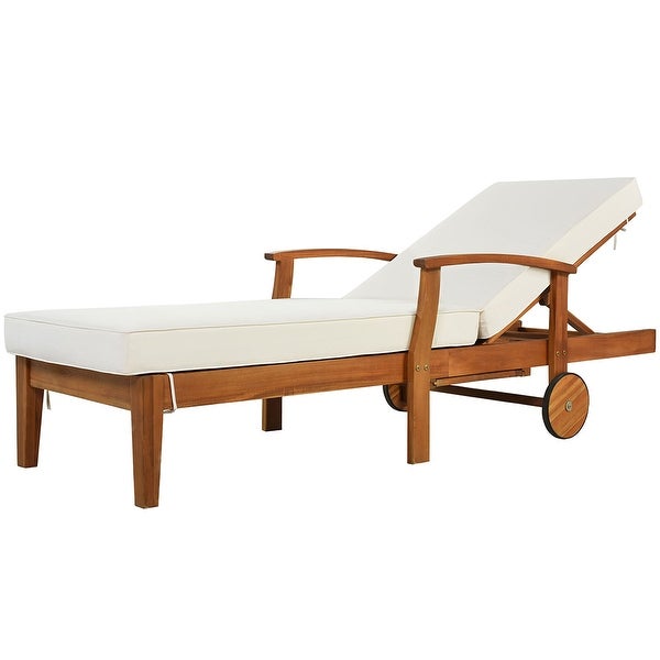 2pcs Outdoor Chaise Lounge with Cushion Wheels and Sliding Cup Table