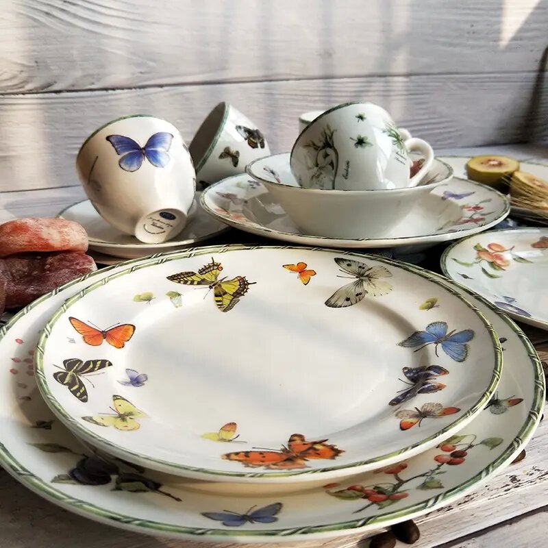 12 pieces butterfly ceramic tableware coffee set