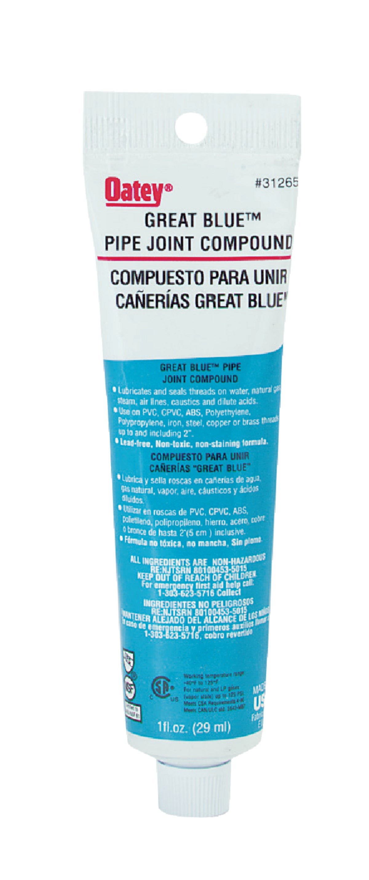 Oatey Great Blue Pipe Compound 1 Fl. Oz. Blue