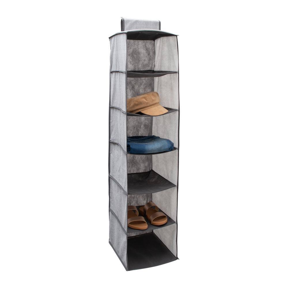 Simplify 47.24 in. H Gray Fabric Hanging Closet Organizer 26606-GREY