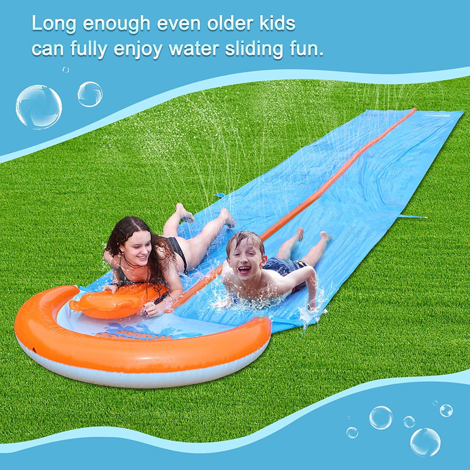 Terra Slip and Slide, 30Ft Extra Long Slip and Slide, Double Race Lawn Water Slides, for Outdoor with 2 Body boards Summer Water Toys, Big Slip and Slide Exciting Toys For Kids & Adult