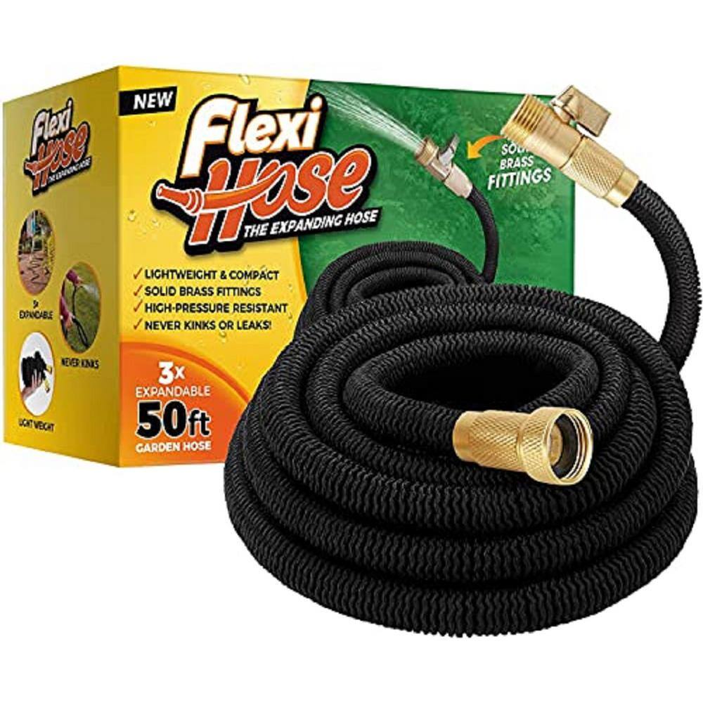 Flexi Hose 34 in x 50 ft. Expandable Garden Hose Lightweight and No-Kink Flexible Black 17096