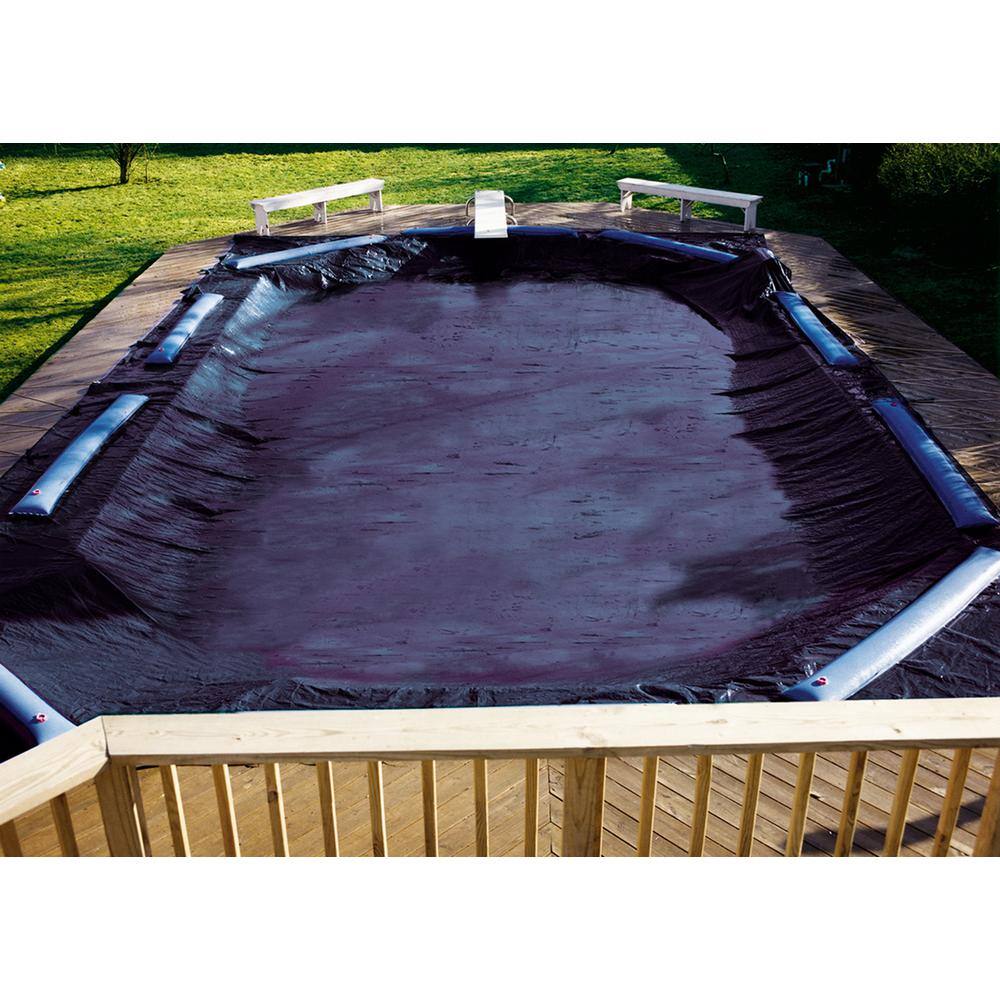 Swimline 8-Year 18 ft. x 36 ft. Rectangle Black Economy In-Ground Winter Pool Cover CO82341R