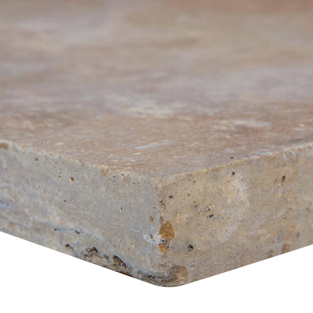 MSI Porcini 2 in. x 16 in. x 24 in. Brushed Travertine Pool Coping (40 Pieces106.8 sq. ft.Pallet) TPOR1624HUF