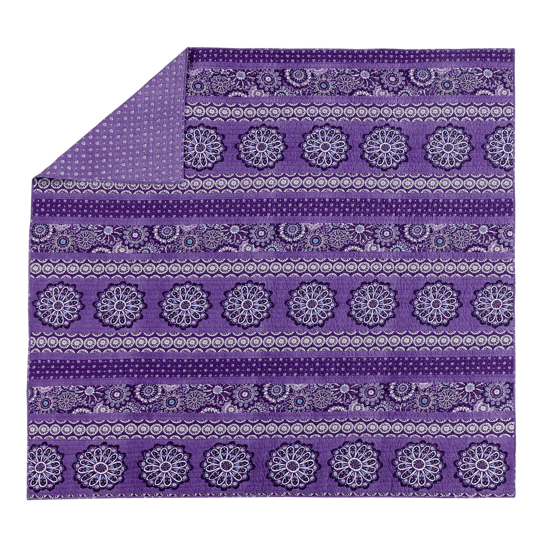 Tranquil Medallion Purple Quilt Set, Full - Queen