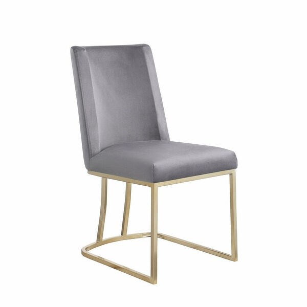 Dining Chairs， Velvet Upolstered Side Chair， Gold Metal Legs (Set of 2)