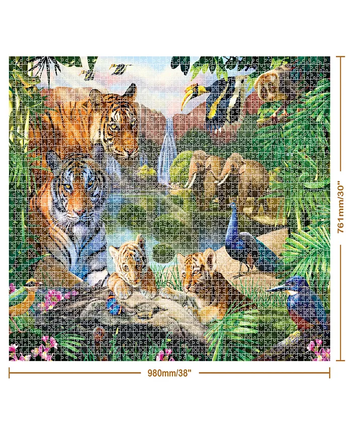 Mindbogglers Artisan 2000-Piece in The Jungle  Deluxe Jigsaws For Adults 38.6 x 30 intricate Puzzles Hobbies Jungle Themed Tiger Jigsaw Puzzles Set