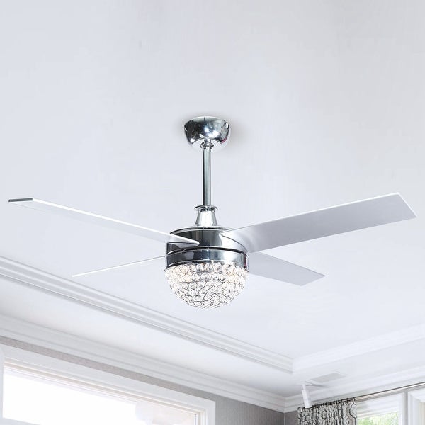 48-inch Crystal Fandelier Chrome 4-Blades Ceiling Fan with Remote - 48-in Shopping - The Best Deals on Ceiling Fans | 31568510