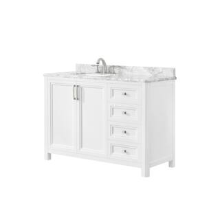 Home Decorators Collection Sandon 48 in. W x 22 in. D x 34.5 in. H Single Sink Bath Vanity in White with White Carrara Marble Top Sandon 48W