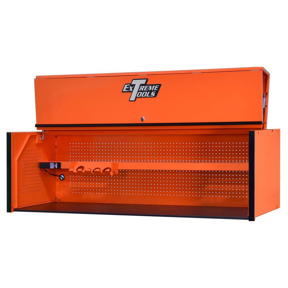 Extreme Tools RX Series 72 in. 0-Drawer Extreme Power Workstation Hutch in Orange with Black Handle RX723001HCORBK