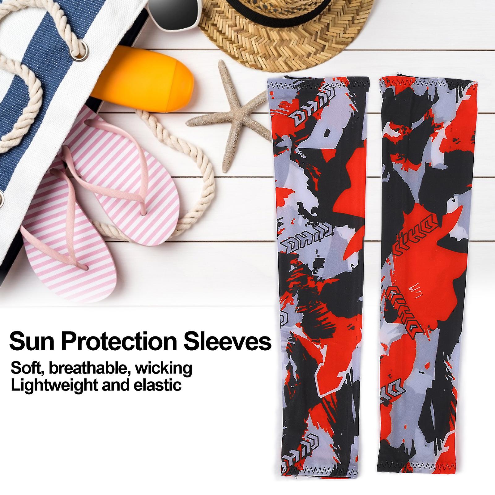 2 Pcs Unisex Arm Sleeves， Uv Protection Arm Cover Ice Silk Sleeves Nylon Cooling Arm Sleeves For Outdoors Driving Cycling