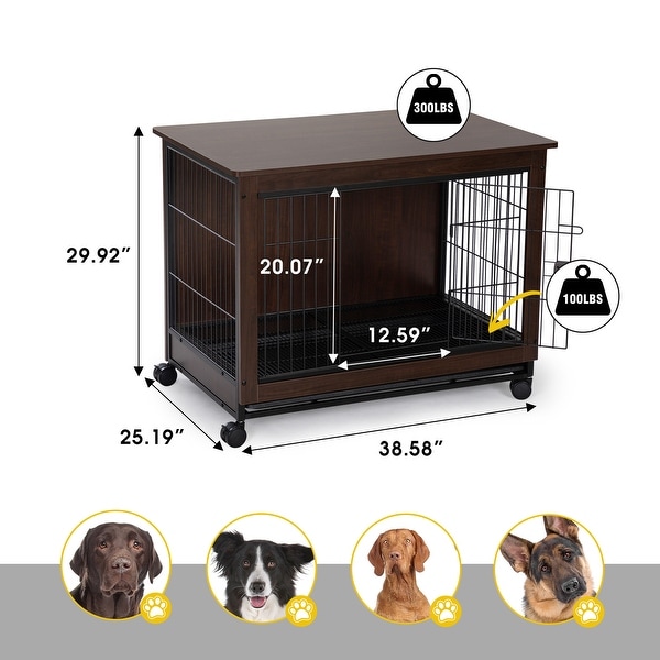 Side Table with Dog Cage Design， Small/ Medium/ Large Sizes to Choose