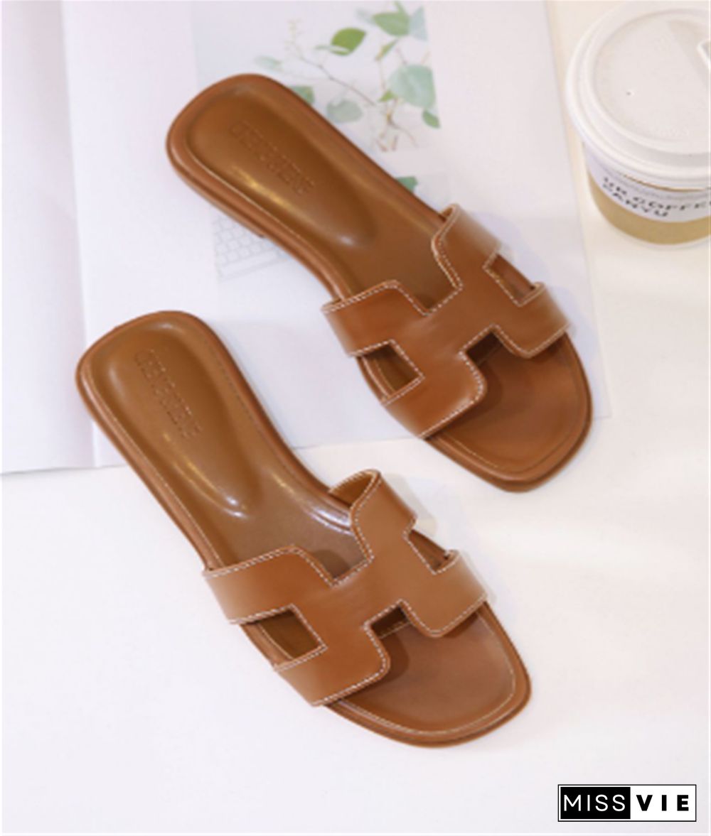 Retro Thin Open Toe Plus Size Beach Flat Sandals