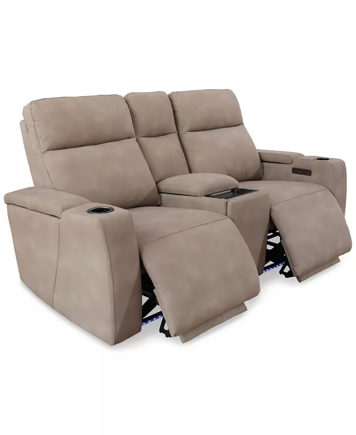 Furniture Greymel 74 Fabric Loveseat with Console and Power Headrests