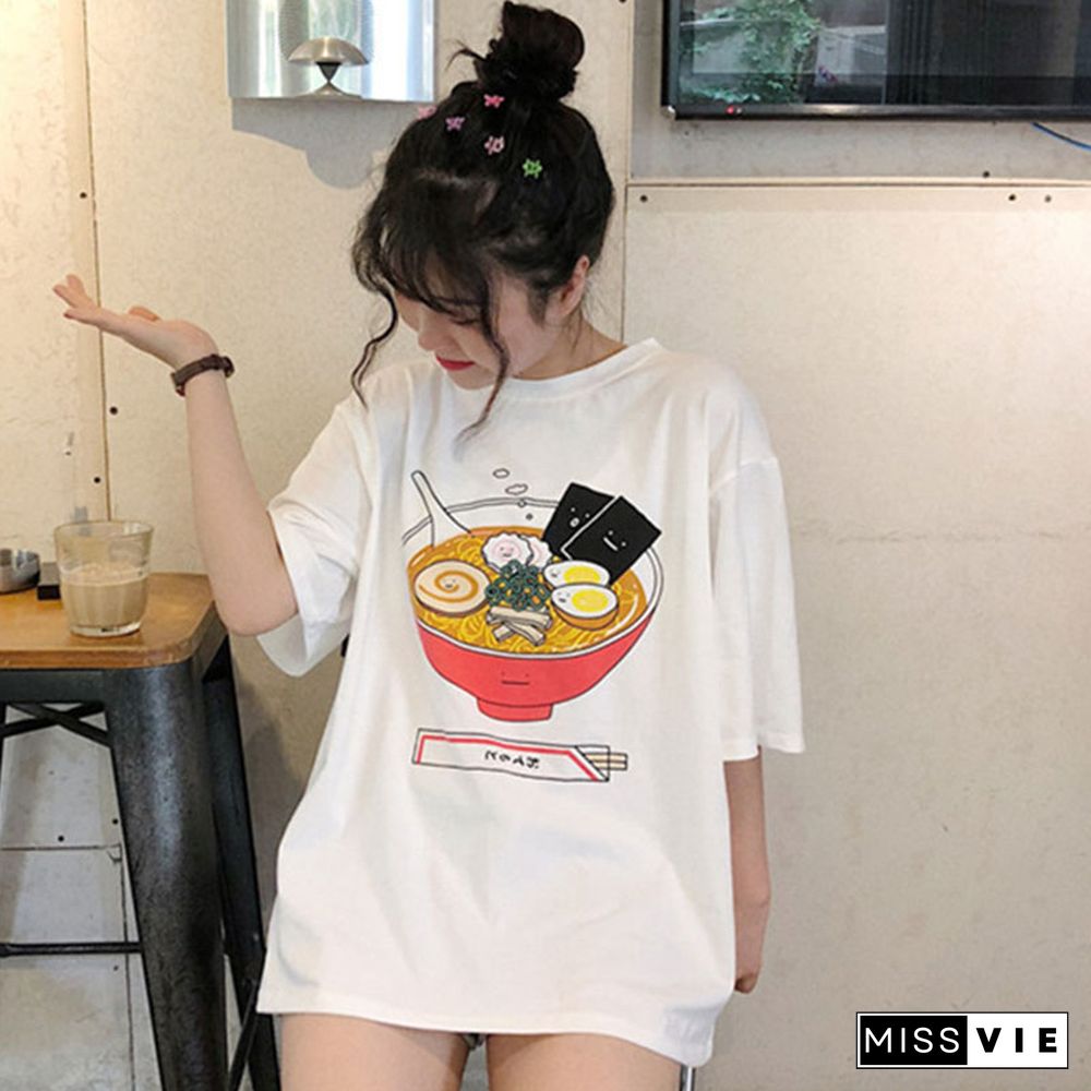 Cute Cartoon Print Loose T-Shirt