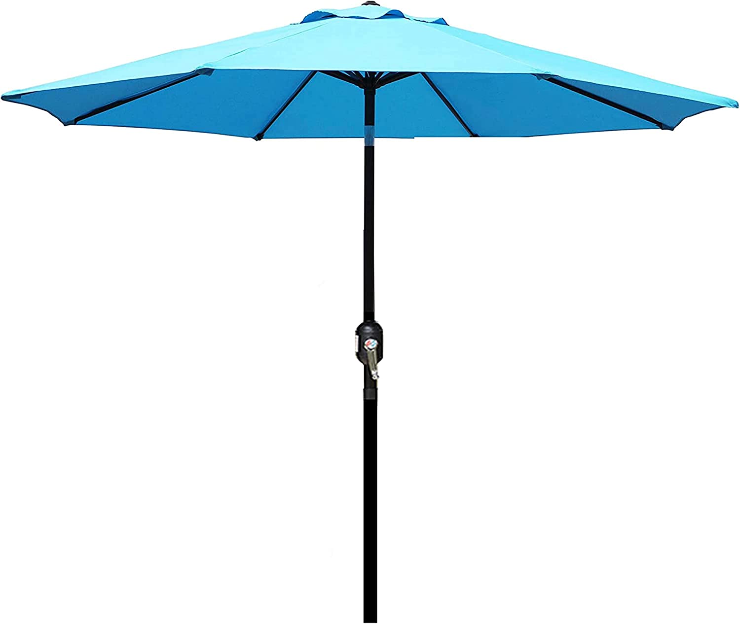 9' Outdoor Market Patio Umbrella with Push Button Tilt and Crank, 8 Ribs (Tan)