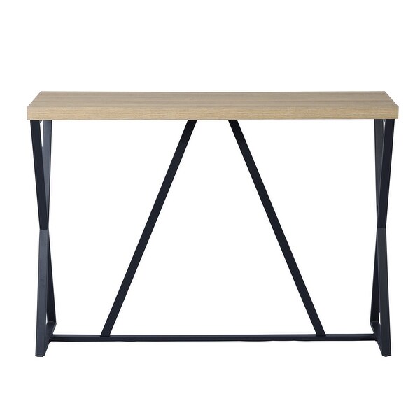 47.2'' Sofa Table， Industrial entryway Table， Wood Rectangle Console Table with Metal Frame - Oak and Black