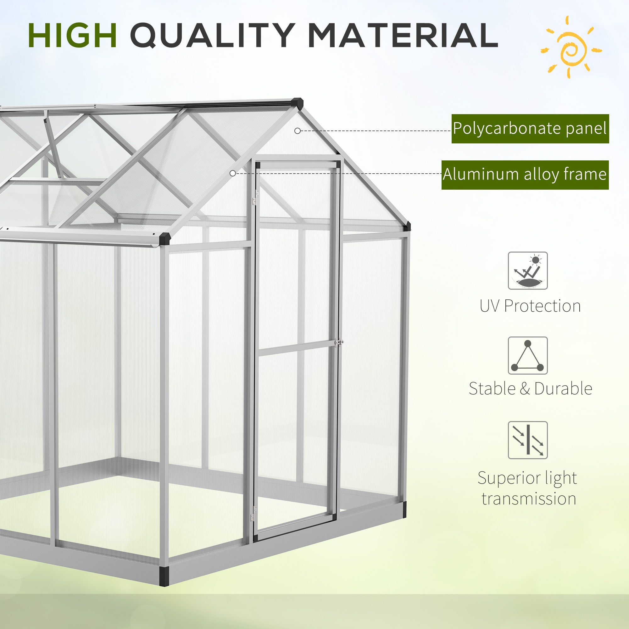 Outsunny 6' x 6' Portable Outdoor Walk-In Garden Greenhouse w/ Roof Vent