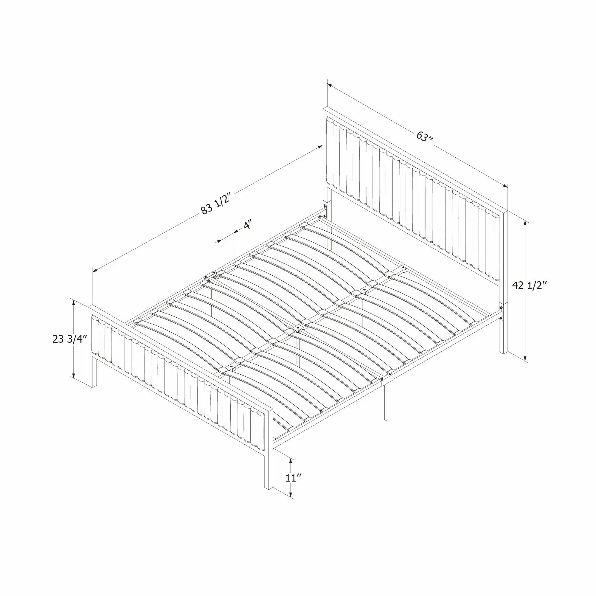 Maliza Queen Black Upholstered Metal Bed - South Shore