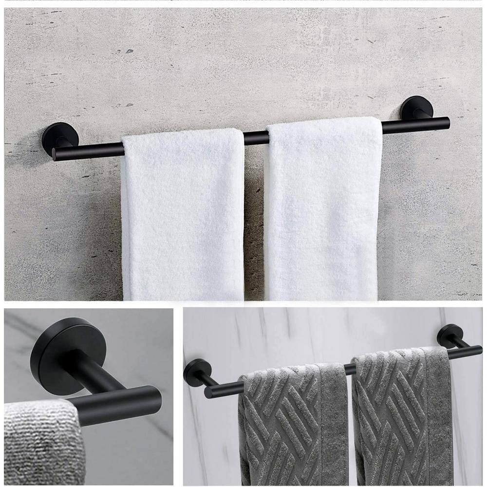 ruiling 24 in. Wall mount Towel Bar in Stainless Steel Matte Black ATK-192