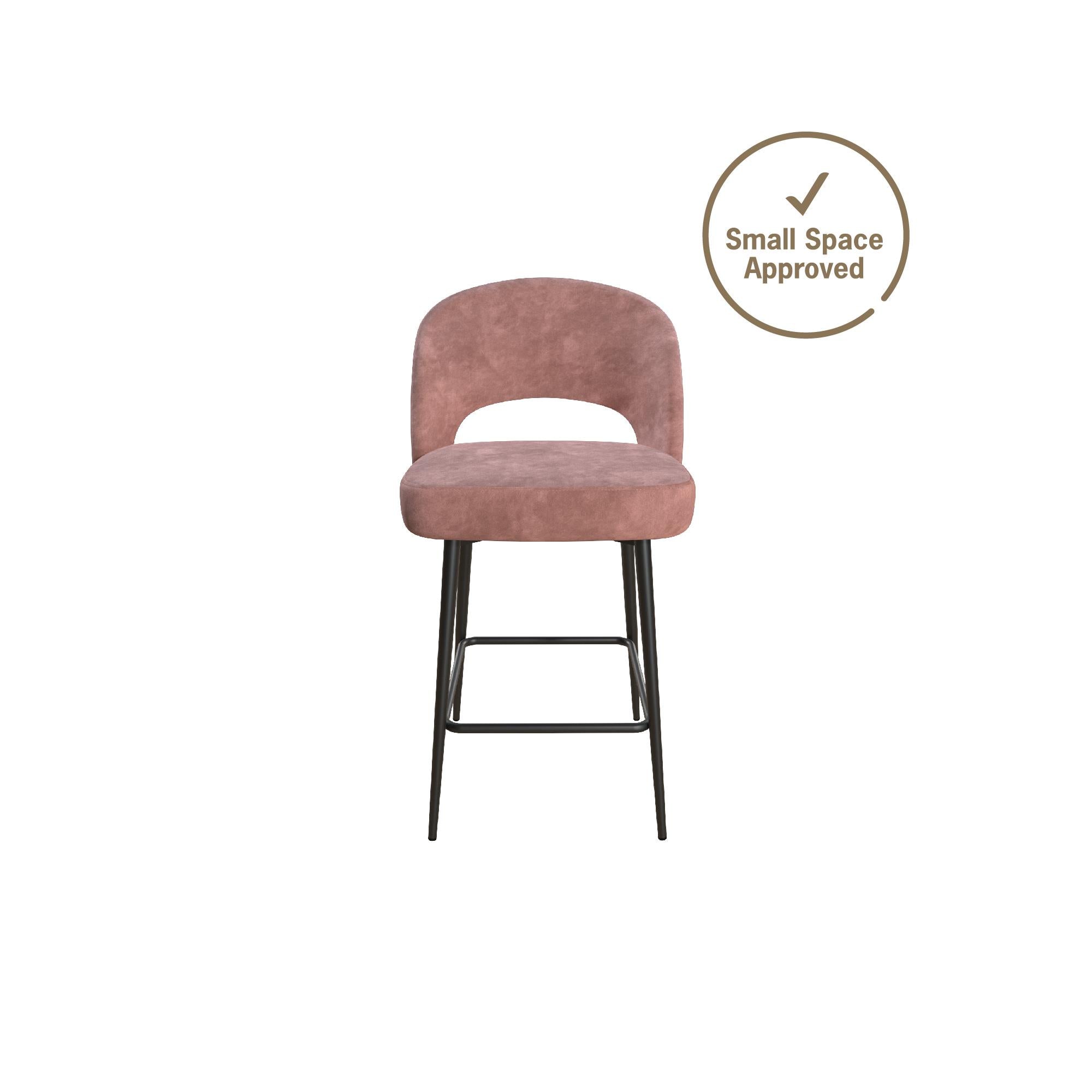 CosmoLiving by Cosmopolitan Alexi 24Counter Height Bar Stool， Dark Blush Pink Velvet