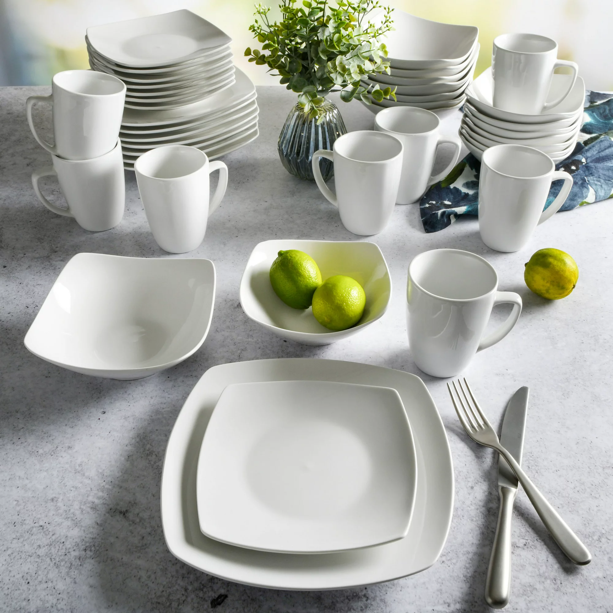 Gibson Home Everyday Square Expanded 40-Piece Dinnerware Set