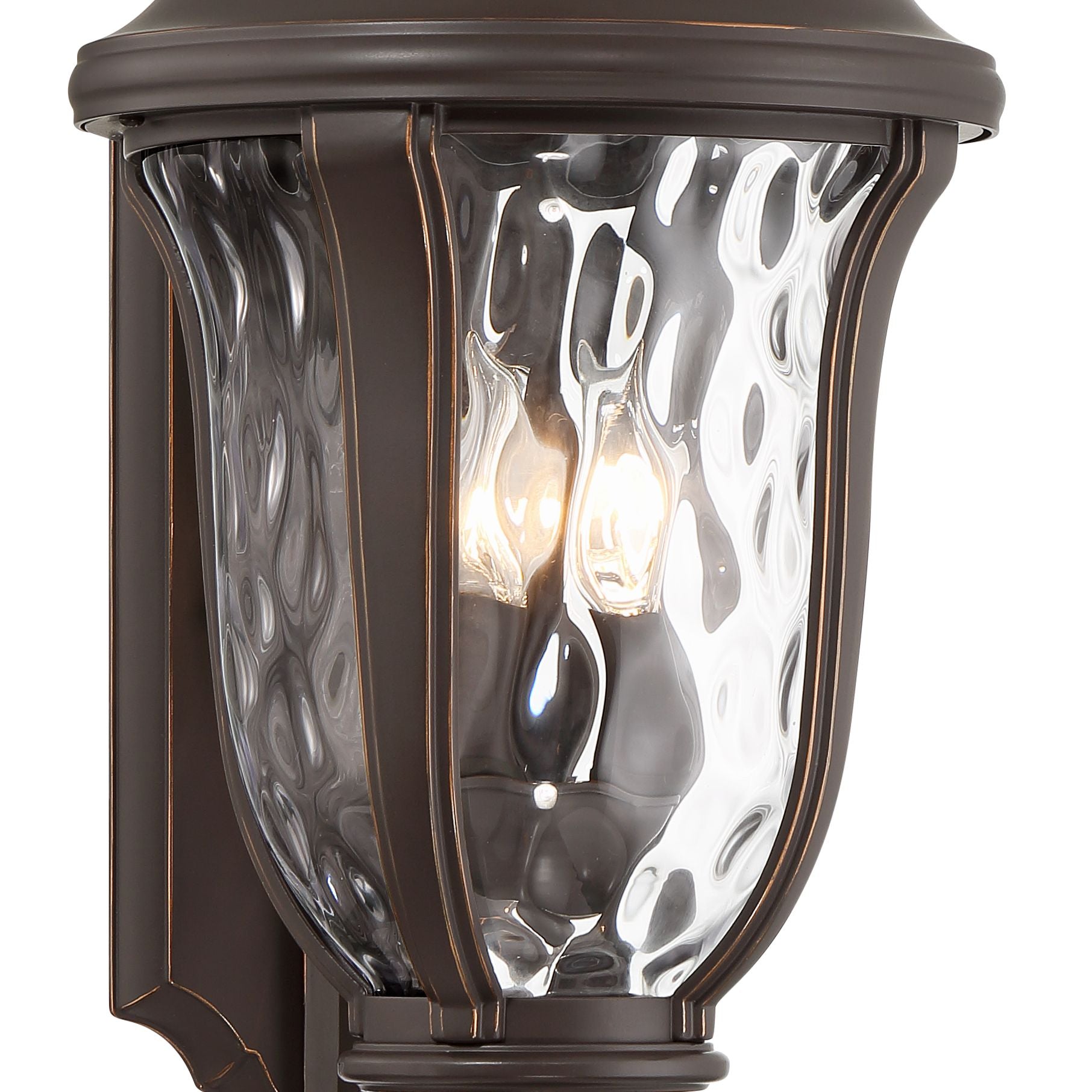 John Timberland Rustic Farmhouse Outdoor Wall Light Fixture Bronze 27 1/4" Clear Hammered Glass Shade for Exterior Barn Deck House Porch Yard Patio