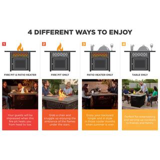 Endless Summer The DualHeat 37.8 in. x 30.7 in. Square Steel and Concrete Resin LP Gas Fire Pit with Hand Painted Wood Grain Mantel GAD19102ES