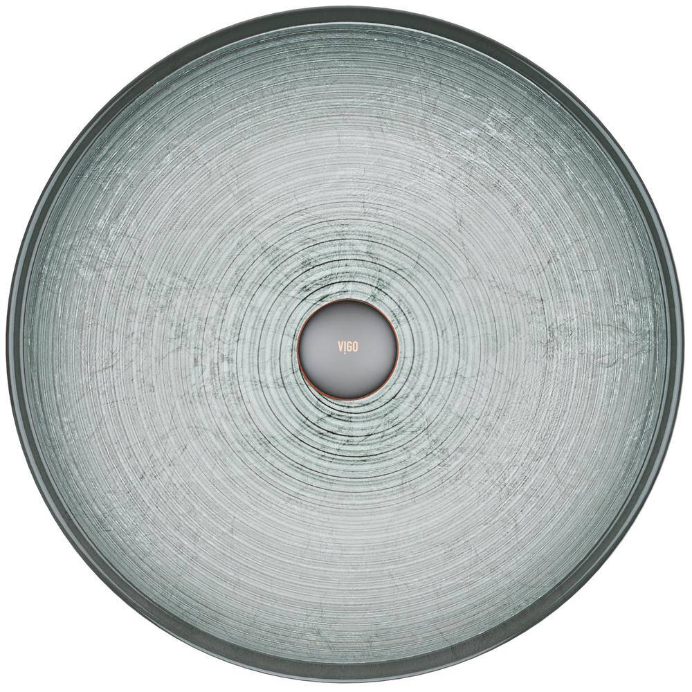 VIGO Giovanni Artistic Silver Glass 17 in. L x 17 in. W x 6 in. H Round Vessel Bathroom Sink VG07053