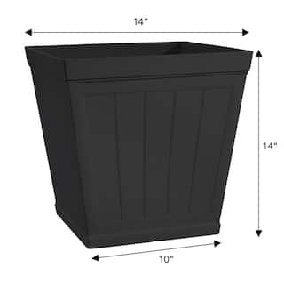 CHG CLASSIC HOME  GARDEN Hanover 14 in. Black Resin Beadboard Self-Watering Square Planter HD1423D-001S