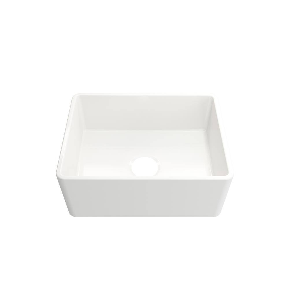 Glacier Bay Farmhouse Apron-Front Fireclay 24 in. Single Bowl Kitchen Sink in White with Bottom Grid 3ABRB-37-001