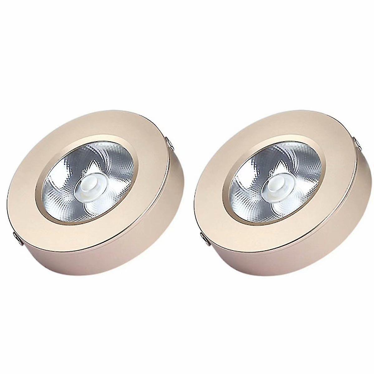 2 Piece Cabinet Lighting， Surface Mount Led Spotlights， Countertop Lighting， 5w Kitchen Utensil Lighting (gold， Warm White)