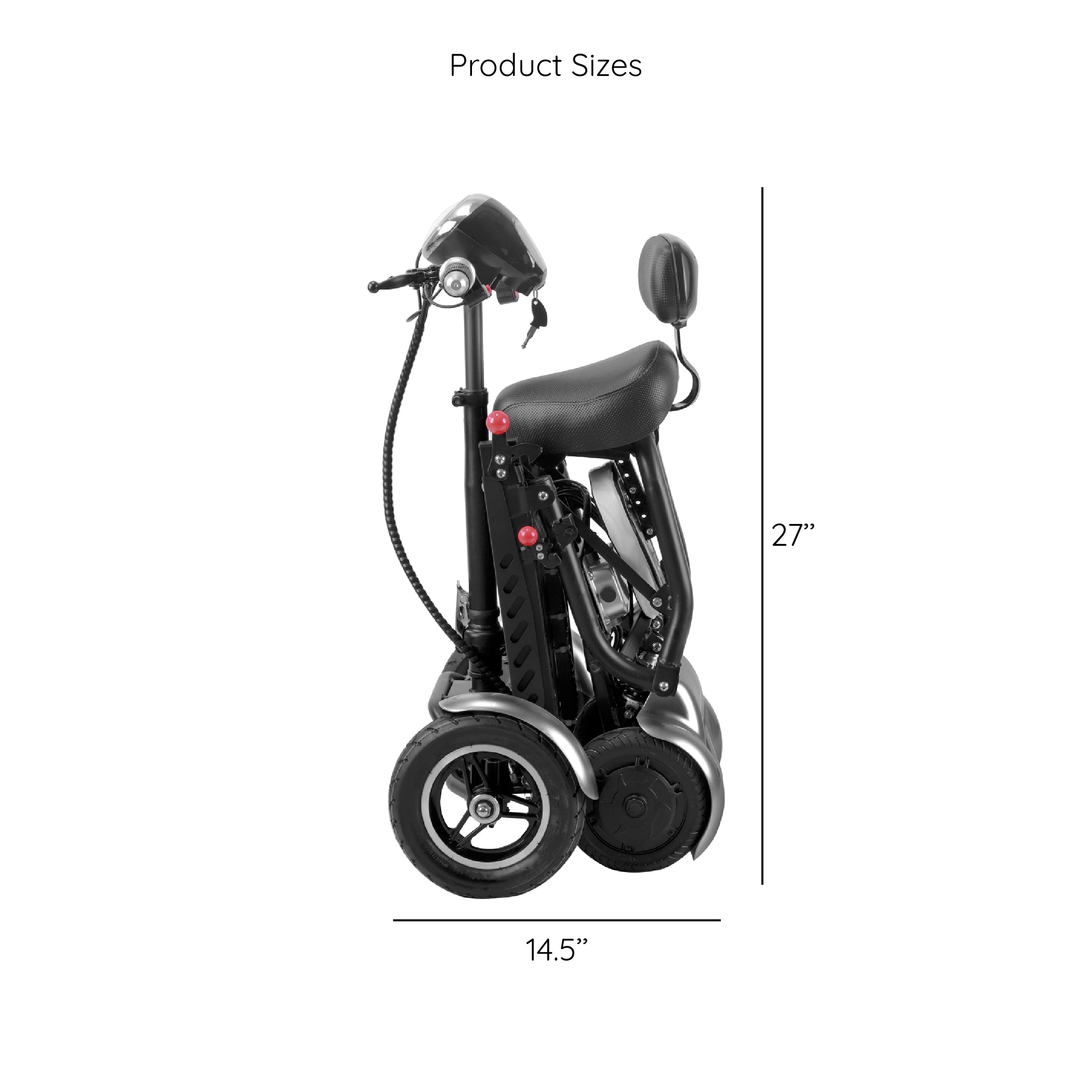 Electric Motorized Compact Medical Scooter 265 lb Capacity Airline Friendly