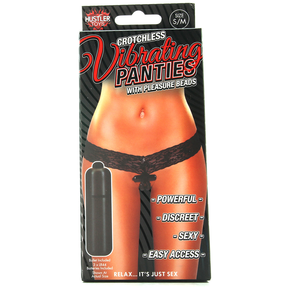 Crotchless Vibrating Panties with Pleasure Beads /M