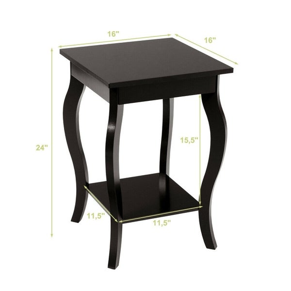 Set of 2 Side Table End Table Night Stand with Shelf - 16