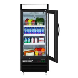 Maxx Cold 25 in. Glass Door Merchandiser Refrigerator 12 cu. ft. Automatic Defrost Cycle Upright reach in Refrigerator- Black MXM1-12RBHC