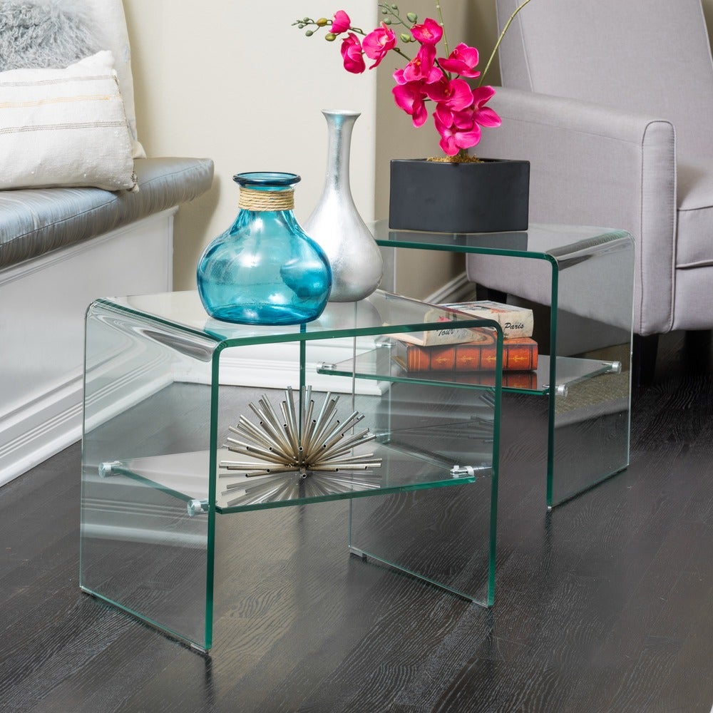 Ramona Clear Glass End Tables (Set of 2) by Christopher Knight Home