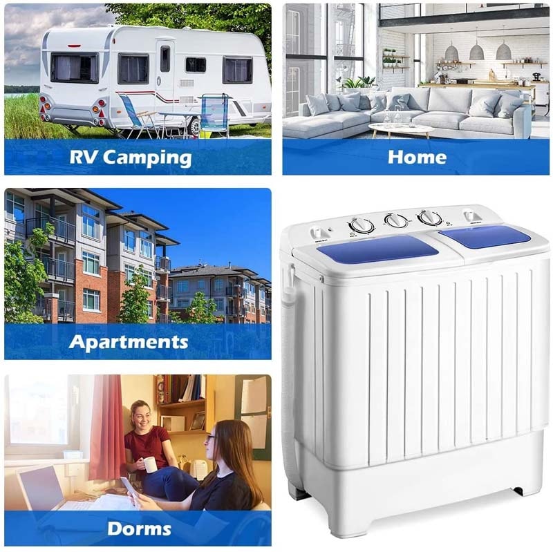 17.6 LBS Portable Washing Machine, Twin Tub Spin Top Load Washer Dryer Combo for RV Dorm Apartment